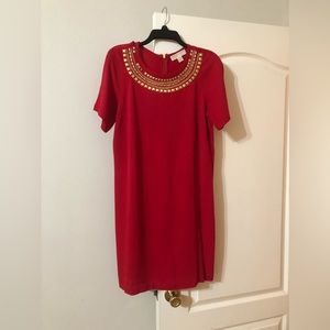 Michael Kors Red and gold studded dress Size M